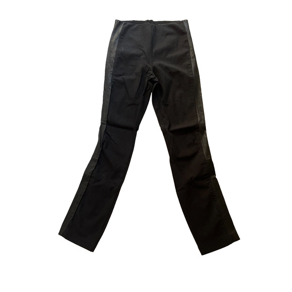 RAG & BONE Black Skinny Stretch Tuxedo Pants w/ Lamb Leather Trim, Size 2 - Picture 1 of 10